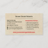 Karate Academy - Adult and young karateka 名刺 (裏面)