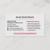 Karate Academy - Rising Sun Kanji 名刺 (裏面)