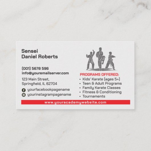 Karate Academy - Torii gate, Sun and Kanji 名刺 (裏面)