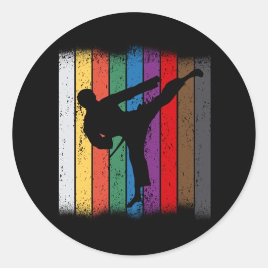 Karate Belt Colors Silhouette ラウンドシール (正面)