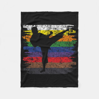 Karate Belt Colors Silhouette Martial Arts Men Boy フリースブランケット