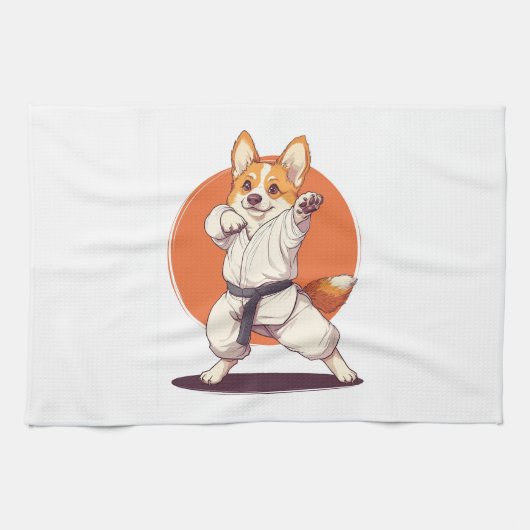 Karate Corgi � Martial Arts Dog キッチンタオル (横)