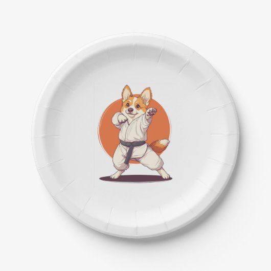 Karate Corgi � Martial Arts Dog ペーパープレート (正面)