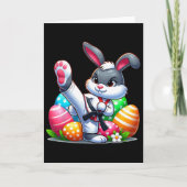 Karate Easter Bunny With A Sket Of Eggs Easter Day カード (正面)