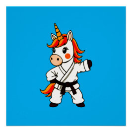 Karate  et unicorn .Fantastique art martial  ポスター