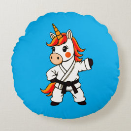 Karate  et unicorn .Fantastique art martial  ラウンドクッション