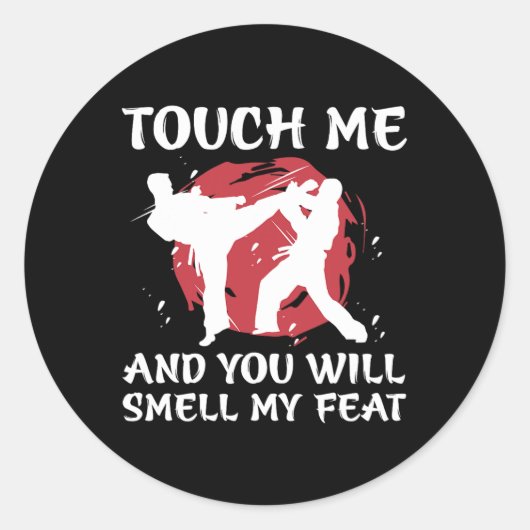 Karate Fighter Boy Youth Men Japanese Martial Arts ラウンドシール (正面)