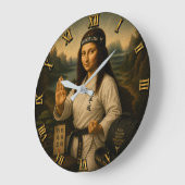 Karate Funny Mona Lisa Martial Arts Gift ラージ壁時計 (傾斜)