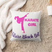 Karate Girl Future Black Belt Motivational Decor クッション (ブランケット)