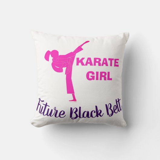 Karate Girl Future Black Belt Motivational Decor クッション (正面)