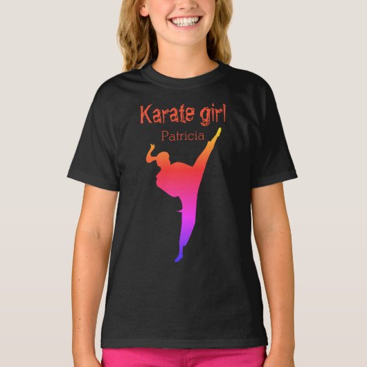 Karate Girl Personalized Name Tシャツ (正面)