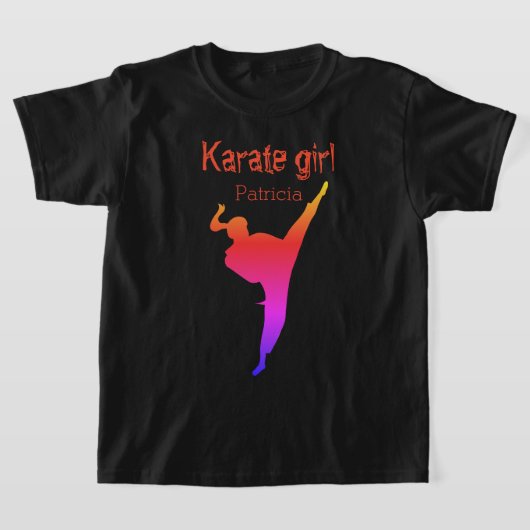 Karate Girl Personalized Name Tシャツ (レイダウン)