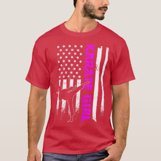 Karate Girl Teen American Flag Karate Daughter Tシャツ