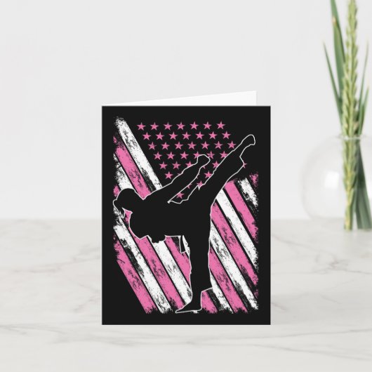 Karate Girl Usa Flag American Martial Arts  カード (正面)