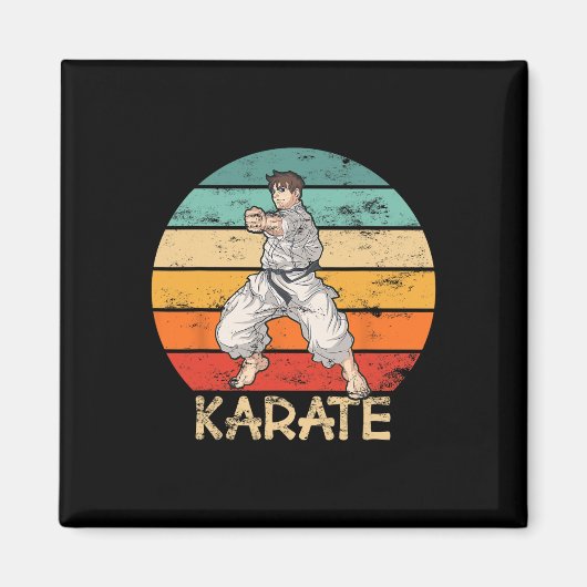Karate Grunge Design Karate Fighter Makes Punch In マグネット (正面)