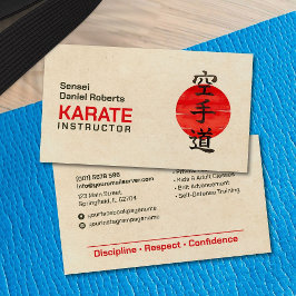 Karate instructor - Japanese Kanji and sun  名刺