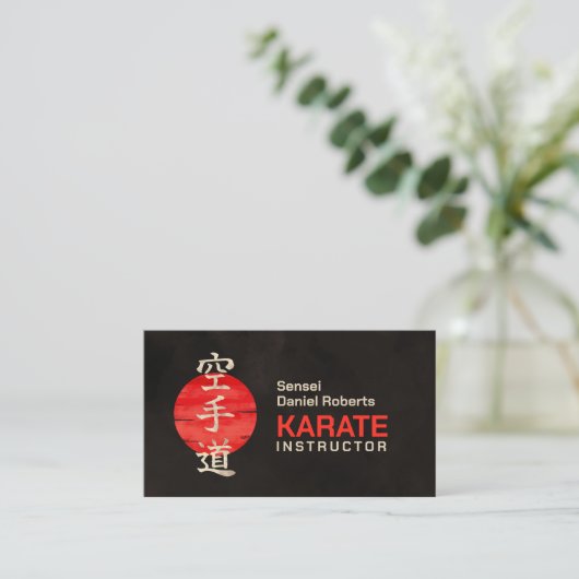 Karate instructor - Japanese Kanji and sun  名刺 (スタンド正面)