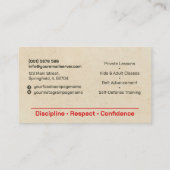 Karate instructor - Kanji and karateka silhouette  名刺 (裏面)