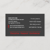 Karate instructor - Kanji and karateka silhouette  名刺 (裏面)