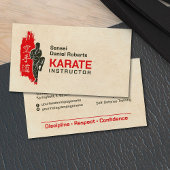 Karate instructor - Kanji and karateka silhouette  名刺