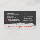 Karate instructor - Kanji and karateka silhouette  名刺 (裏面)