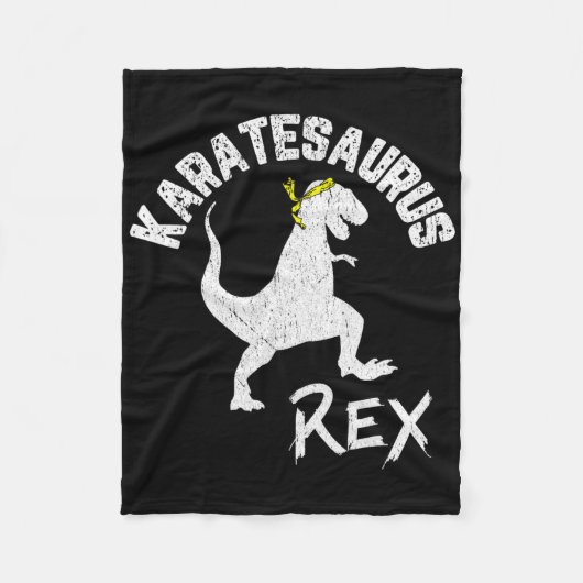 Karate Karatesaurus Rex Dinosaur Funny Martial Art フリースブランケット (正面)
