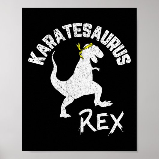 Karate Karatesaurus Rex Dinosaur Funny Martial Art ポスター (正面)