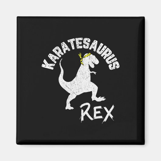 Karate Karatesaurus Rex Dinosaur Funny Martial Art マグネット (正面)