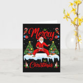 Karate Martial Art Lover Xmas Santa Playing Karate カード (黄色い花)