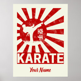 Karate Martial Arts with japanese Rising Sun ポスター