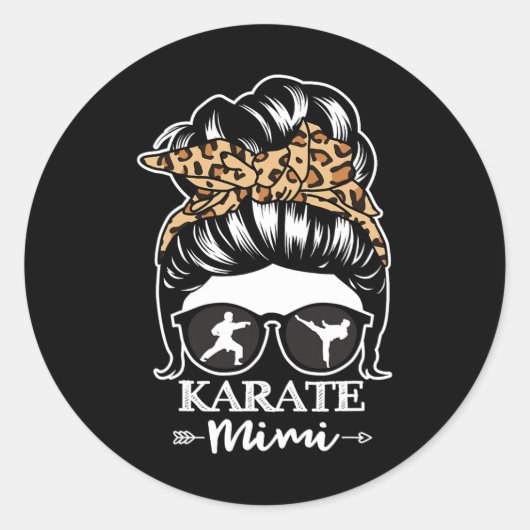 Karate Mimi Messy Bun Hair Funny Karate Fighter Mi ラウンドシール (正面)