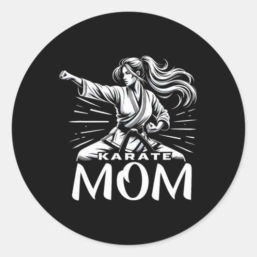 Karate Mom Martial Arts Mother Family Bonding  ラウンドシール (正面)
