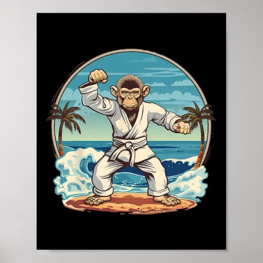 Karate Monkey Beach Kickboxing Jiu-jitsu Mma Marti ポスター (正面)