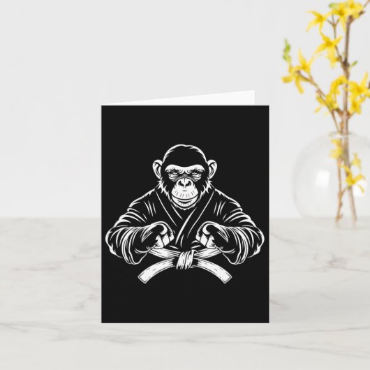 Karate Monkey Drawing Kickboxing Jiu-jitsu Mma Mar カード (黄色い花)