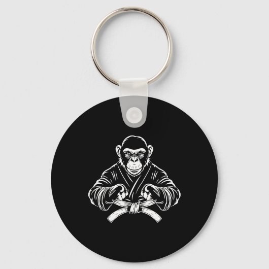 Karate Monkey Drawing Kickboxing Jiu-jitsu Mma Mar キーホルダー (正面)