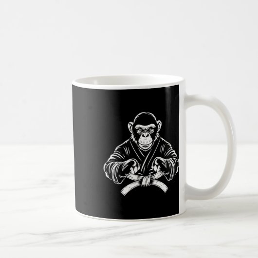 Karate Monkey Drawing Kickboxing Jiu-jitsu Mma Mar コーヒーマグカップ (右)