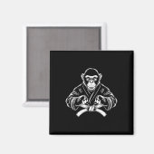 Karate Monkey Drawing Kickboxing Jiu-jitsu Mma Mar マグネット (正面/裏面)