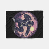 Karate Monkey Nature Moon Mma Kickboxing Monkey Lo フリースブランケット (正面(横))