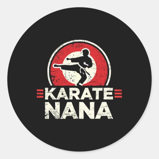 Karate Nana Retro Kick Silhouette  ラウンドシール (正面)