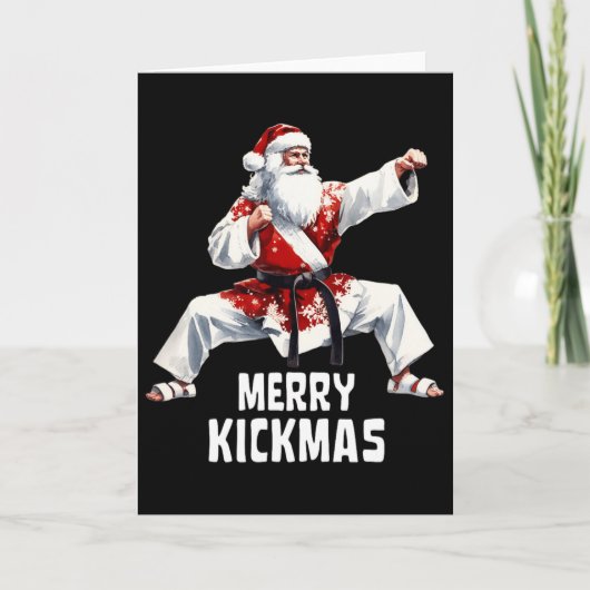 Karate Santa Claus Christmas Merry Kickmas Martial カード (正面)