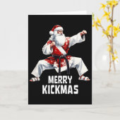Karate Santa Claus Christmas Merry Kickmas Martial カード (黄色い花)