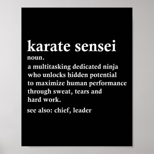 Karate Sensei Definition Funny Martial Arts Instru ポスター (正面)