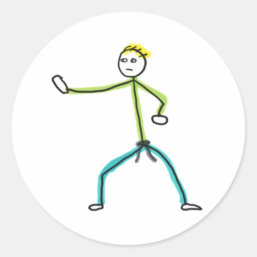 Karate Stickman ラウンドシール (正面)