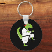 Karate T-rex Cool Cute Dinosaur Fighter Halloween  キーホルダー (正面)