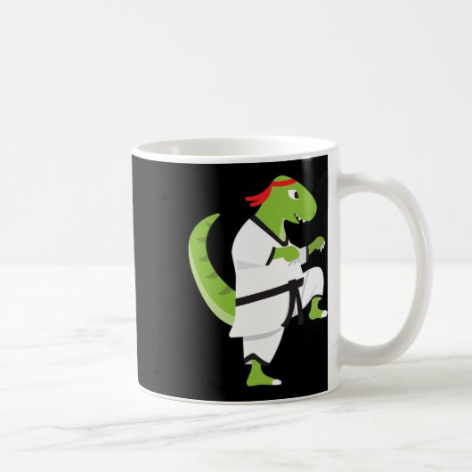 Karate T-rex Cool Cute Dinosaur Fighter Halloween  コーヒーマグカップ (右)