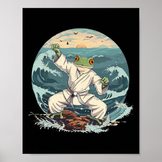 Karate Toad Taekwondo Beach Sunset Martial Arts To ポスター (正面)