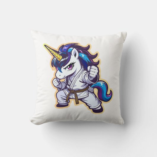 Karate Unicorn Brown Belt Fighter クッション (正面)