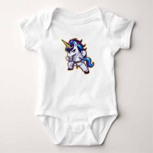 Karate Unicorn Brown Belt Fighter ベビーボディスーツ (正面)