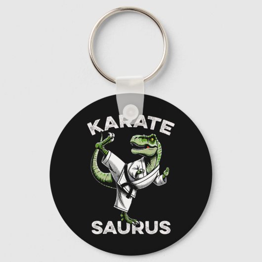 Karatesaurus T-rex Karate Dino Funny Dinosaur Mart キーホルダー (正面)