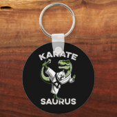Karatesaurus T-rex Karate Dino Funny Dinosaur Mart キーホルダー (正面)